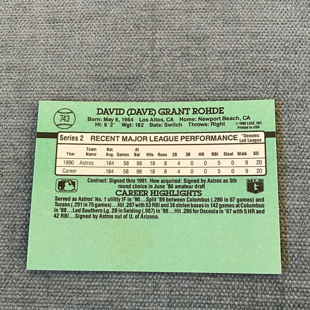 1991 Donruss Houston Astros Baseball Card Trading Card